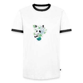 Panda Hippie Stoner Sketching Gift - Men's Ringer Shirt - white/black - Front - AI Model Female 172 light (172cm) & AI Model Male 178 dark (178cm)