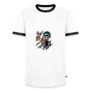 Fishing Bone Fishing Captain Gift - Men's Ringer Shirt - white/black - Front - AI Model Female 172 light (172cm) & AI Model Male 178 dark (178cm)