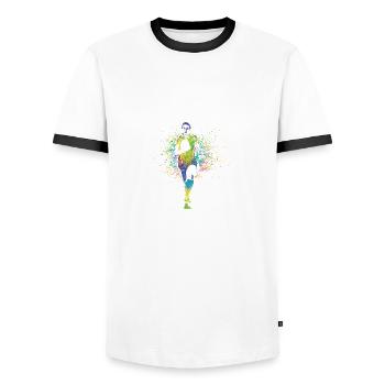 Weibliche Rugbyspieler Sportler Gift - Männer Kontrast-T-Shirt - Weiß/Schwarz - Vorne - AI Model Female 172 light (172cm) & AI Model Male 178 dark (178cm)