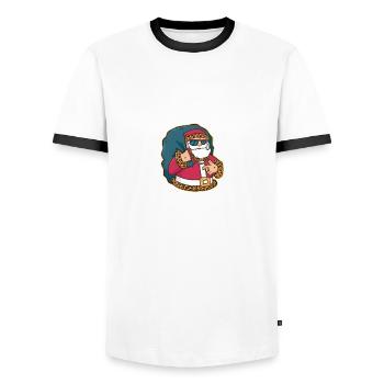 Funny Christmas Pajamas dear Santa Claus me - Men's Ringer Shirt - white/black - Front - AI Model Female 172 light (172cm) & AI Model Male 178 dark (178cm)
