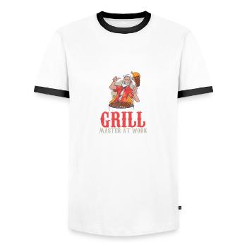 Lustiger Grill Master BBQ Lover Foodies Chef Rauch - Männer Kontrast-T-Shirt - Weiß/Schwarz - Vorne - AI Model Female 172 light (172cm) & AI Model Male 178 dark (178cm)
