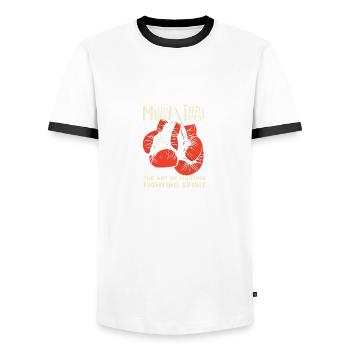 Muay Thai Vintage Retro Kunst des Kampfes Kickboxi - Männer Kontrast-T-Shirt - Weiß/Schwarz - Vorne - AI Model Female 172 light (172cm) & AI Model Male 178 dark (178cm)