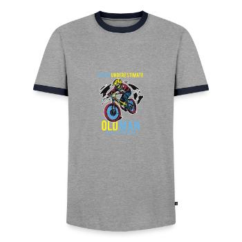 Motocross -Zitat unterschätzt nie einen alten Mann - Männer Kontrast-T-Shirt - Grau/Navy  - Vorne - AI Model Female 172 light (172cm) & AI Model Male 178 light (178cm)