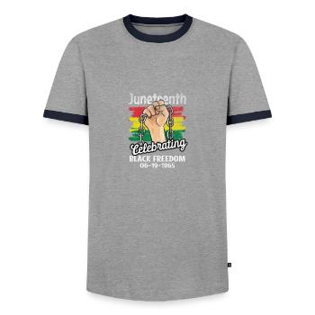 Juneteenth célèbre la liberté de citation noire drôle - T-shirt contrasté Homme - gris/marine  - Devant - AI Model Female 172 light (172cm) & AI Model Male 178 light (178cm)