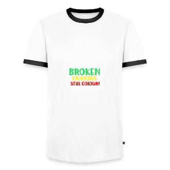 Broken crayons still color graphic bew - Men's Ringer Shirt - white/black - Front - AI Model Female 172 light (172cm) & AI Model Male 178 dark (178cm)