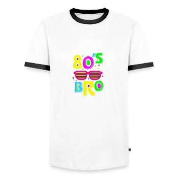 80s Generation Disco Music Lover Eighties Watch Mä - Men's Ringer Shirt - white/black - Front - AI Model Female 172 light (172cm) & AI Model Male 178 dark (178cm)