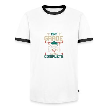 1st Class Complete Gamer Class of 2022 Completion - Men's Ringer Shirt - white/black - Front - AI Model Female 172 light (172cm) & AI Model Male 178 dark (178cm)