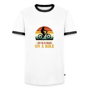 Unterschätzen Sie nie lustiges Zitat eines alten M - Männer Kontrast-T-Shirt - Weiß/Schwarz - Vorne - AI Model Female 172 light (172cm) & AI Model Male 178 dark (178cm)