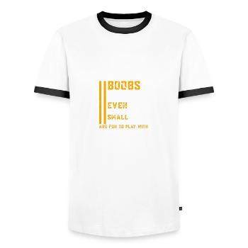 Lustiges Sprichwort ist wie Brüste lustiges Zitat - Männer Kontrast-T-Shirt - Weiß/Schwarz - Vorne - AI Model Female 172 light (172cm) & AI Model Male 178 dark (178cm)