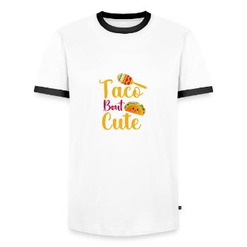 Taco Cat- Jugendjunge Mädchen Taco ta - Männer Kontrast-T-Shirt - Weiß/Schwarz - Vorne - AI Model Female 172 light (172cm) & AI Model Male 178 dark (178cm)