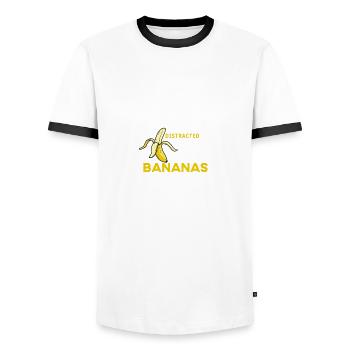 banane banane légèrement distraite bananes nourriture végétalienne - T-shirt contrasté Homme - blanc/noir - Devant - AI Model Female 172 light (172cm) & AI Model Male 178 dark (178cm)