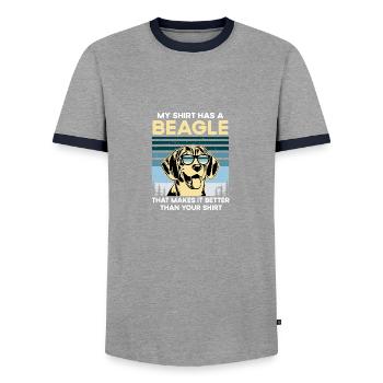Beagle Whisperer Dog Lovers Puppy Owner Paw - T-shirt contrasté Homme - gris/marine  - Devant - AI Model Female 172 light (172cm) & AI Model Male 178 light (178cm)