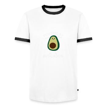 Driven by avocados quote for avocado love - Men's Ringer Shirt - white/black - Front - AI Model Female 172 light (172cm) & AI Model Male 178 dark (178cm)