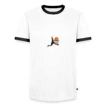 Mon joueur de basket préféré m’appelle Oncle V - T-shirt contrasté Homme - blanc/noir - Devant - AI Model Female 172 light (172cm) & AI Model Male 178 dark (178cm)