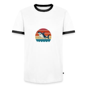 Ich mag nur Whale lustige Zitat Haie OK - Männer Kontrast-T-Shirt - Weiß/Schwarz - Vorne - AI Model Female 172 light (172cm) & AI Model Male 178 dark (178cm)
