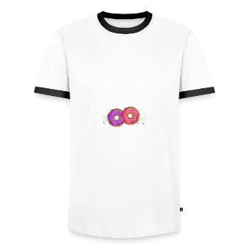 Je vais être une grand-mère femelle gestation mouton - T-shirt contrasté Homme - blanc/noir - Devant - AI Model Female 172 light (172cm) & AI Model Male 178 dark (178cm)