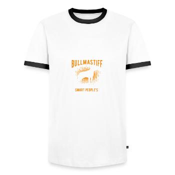 It is nevertheless a clever people of people - Bull - Men's Ringer Shirt - white/black - Front - AI Model Female 172 light (172cm) & AI Model Male 178 dark (178cm)