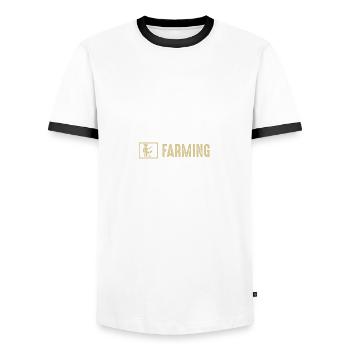 Funny quote eating sleep breeding repetition - Men's Ringer Shirt - white/black - Front - AI Model Female 172 light (172cm) & AI Model Male 178 dark (178cm)