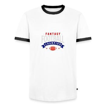 Fantasy -Fußball -Champion rot Weiß und Blau Desig - Männer Kontrast-T-Shirt - Weiß/Schwarz - Vorne - AI Model Female 172 light (172cm) & AI Model Male 178 dark (178cm)