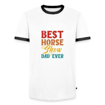 Meilleur papa de spectacle équestre de tous les temps - T-shirt contrasté Homme - blanc/noir - Devant - AI Model Female 172 light (172cm) & AI Model Male 178 dark (178cm)