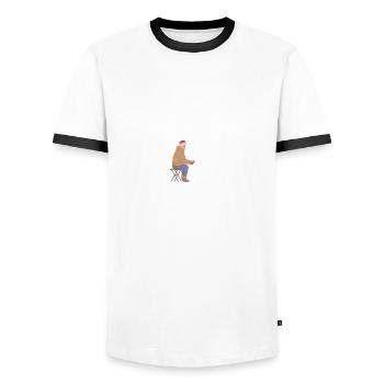 Pension plan I'm planning ice fishing - Men's Ringer Shirt - white/black - Front - AI Model Female 172 light (172cm) & AI Model Male 178 dark (178cm)