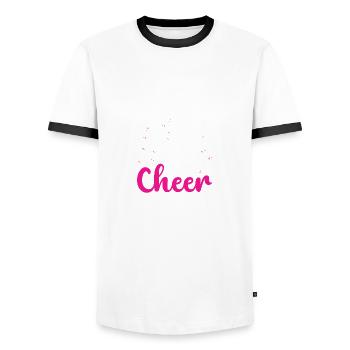Here to cheer funny cheerleaders - Men's Ringer Shirt - white/black - Front - AI Model Female 172 light (172cm) & AI Model Male 178 dark (178cm)