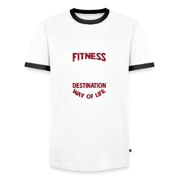 Fitness is not a goal is a way of life - Men's Ringer Shirt - white/black - Front - AI Model Female 172 light (172cm) & AI Model Male 178 dark (178cm)