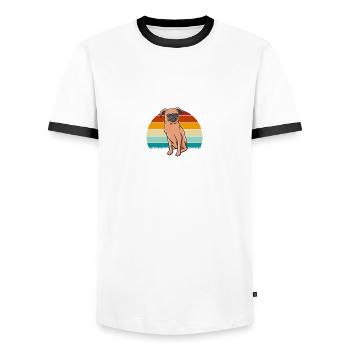Good morning, I see the are - Men's Ringer Shirt - white/black - Front - AI Model Female 172 light (172cm) & AI Model Male 178 dark (178cm)