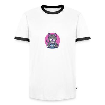 Antisocial laissez-moi tranquille introverti drôle - T-shirt contrasté Homme - blanc/noir - Devant - AI Model Female 172 light (172cm) & AI Model Male 178 dark (178cm)