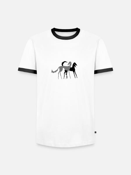 Zwei Salukis - Männer Kontrast-T-Shirt - Weiß/Schwarz