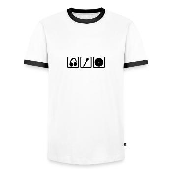 dj set - Männer Kontrast-T-Shirt - Weiß/Schwarz - Vorne - AI Model Female 172 light (172cm) & AI Model Male 178 dark (178cm)