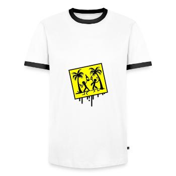 Party Beach Holidays - Men's Ringer Shirt - white/black - Front - AI Model Female 172 light (172cm) & AI Model Male 178 dark (178cm)
