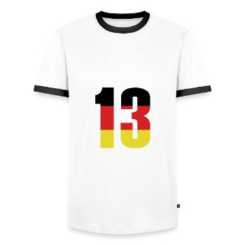 Maillot 13 numéros Allemagne - T-shirt contrasté Homme - blanc/noir - Devant - AI Model Female 172 light (172cm) & AI Model Male 178 dark (178cm)