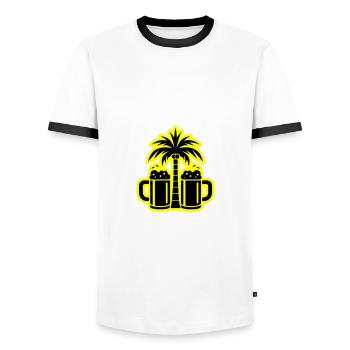 Bier Palmen Strand - Männer Kontrast-T-Shirt - Weiß/Schwarz - Vorne - AI Model Female 172 light (172cm) & AI Model Male 178 dark (178cm)