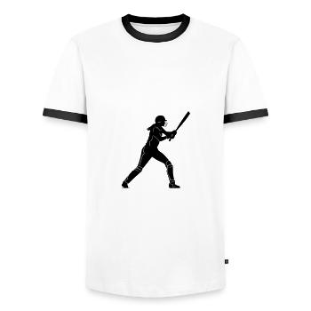 Cricket Woman Silhouette - Men's Ringer Shirt - white/black - Front - AI Model Female 172 light (172cm) & AI Model Male 178 dark (178cm)