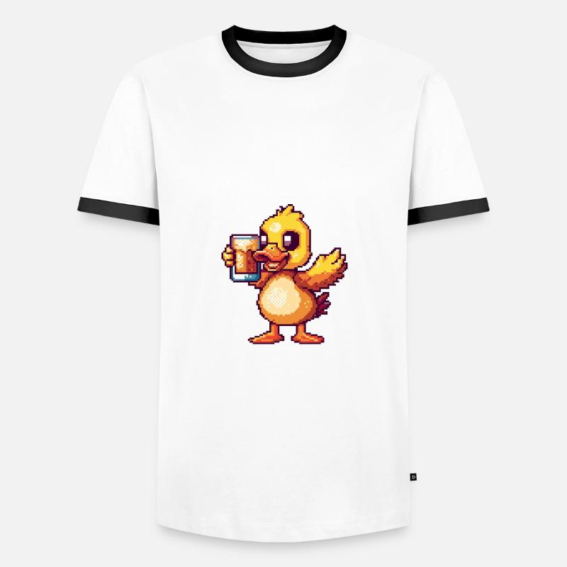Duck Beer Pixel - Men's Ringer Shirt - white/black