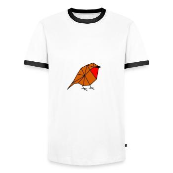 Geometric Robin - Men's Ringer Shirt - white/black - Front - AI Model Female 172 light (172cm) & AI Model Male 178 dark (178cm)