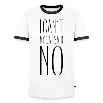 MY CAT SAID NO - Men's Ringer Shirt - white/black - Front - AI Model Female 172 light (172cm) & AI Model Male 178 dark (178cm)
