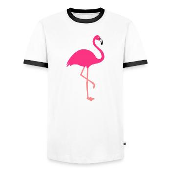 Flamingo - design animal - T-shirt contrasté Homme - blanc/noir - Devant - AI Model Female 172 light (172cm) & AI Model Male 178 dark (178cm)