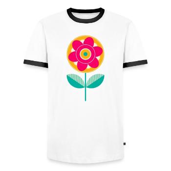 Süße bunte Blume - Männer Kontrast-T-Shirt - Weiß/Schwarz - Vorne - AI Model Female 172 light (172cm) & AI Model Male 178 dark (178cm)