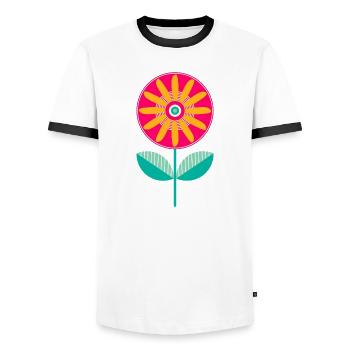Süße bunte Blume - Männer Kontrast-T-Shirt - Weiß/Schwarz - Vorne - AI Model Female 172 light (172cm) & AI Model Male 178 dark (178cm)