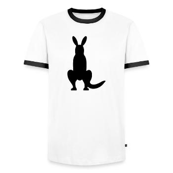 Känguru - Männer Kontrast-T-Shirt - Weiß/Schwarz - Vorne - AI Model Female 172 light (172cm) & AI Model Male 178 dark (178cm)