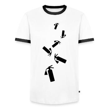 Symbole d’extincteur - T-shirt contrasté Homme - blanc/noir - Devant - AI Model Female 172 light (172cm) & AI Model Male 178 dark (178cm)