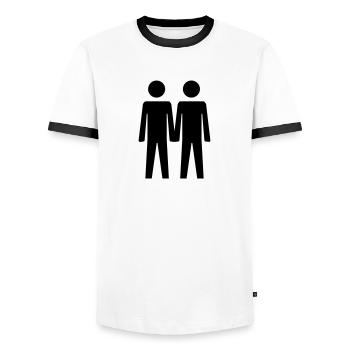 Deux gars - T-shirt contrasté Homme - blanc/noir - Devant - AI Model Female 172 light (172cm) & AI Model Male 178 dark (178cm)