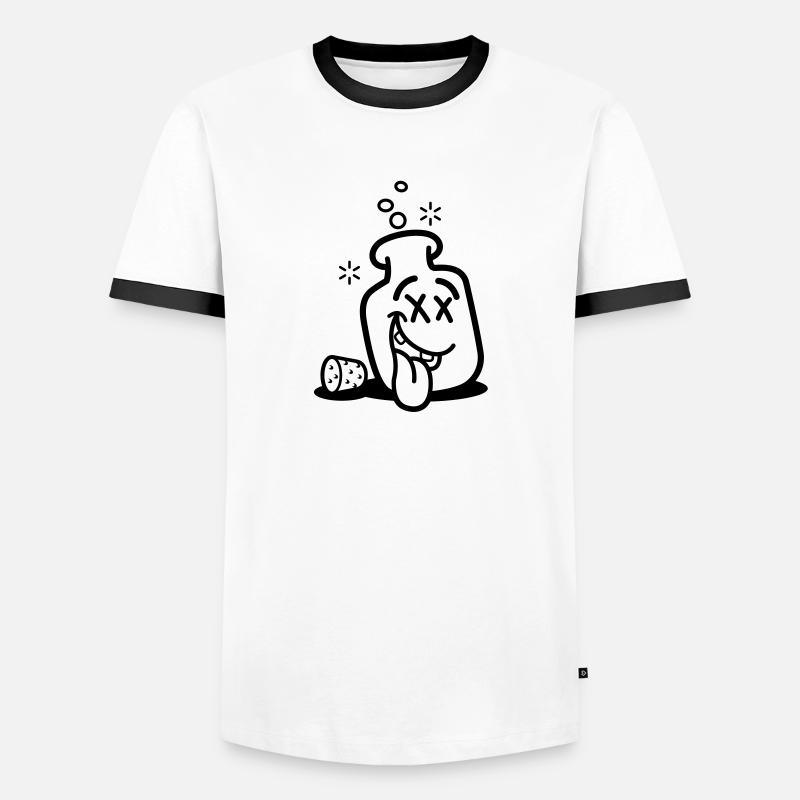 Bouteille Drunk - T-shirt contrasté Homme - blanc/noir