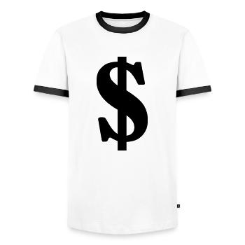 $ dollar cash - Männer Kontrast-T-Shirt - Weiß/Schwarz - Vorne - AI Model Female 172 light (172cm) & AI Model Male 178 dark (178cm)