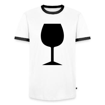 Weinglas - Männer Kontrast-T-Shirt - Weiß/Schwarz - Vorne - AI Model Female 172 light (172cm) & AI Model Male 178 dark (178cm)