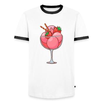 Eis Speiseeis Eiskrem Eiscreme Kugeleis Eisbecher - Männer Kontrast-T-Shirt - Weiß/Schwarz - Vorne - AI Model Female 172 light (172cm) & AI Model Male 178 dark (178cm)