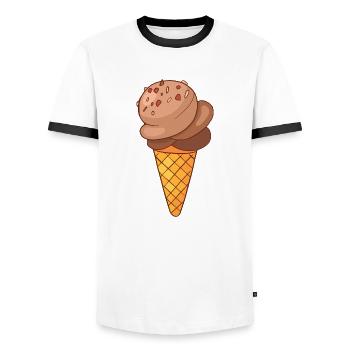 Eis Speiseeis Eiskrem Eiscreme Kugeleis Eisbecher - Männer Kontrast-T-Shirt - Weiß/Schwarz - Vorne - AI Model Female 172 light (172cm) & AI Model Male 178 dark (178cm)