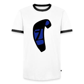 kite_n7_vec_2 de - Männer Kontrast-T-Shirt - Weiß/Schwarz - Vorne - AI Model Female 172 light (172cm) & AI Model Male 178 dark (178cm)